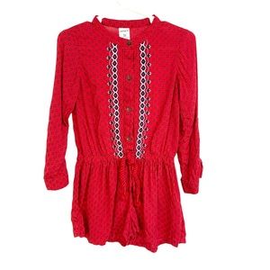 Carters Red Roll-tab Long-sleeve One-piece Toddler Girl Romper Boho Size 3T